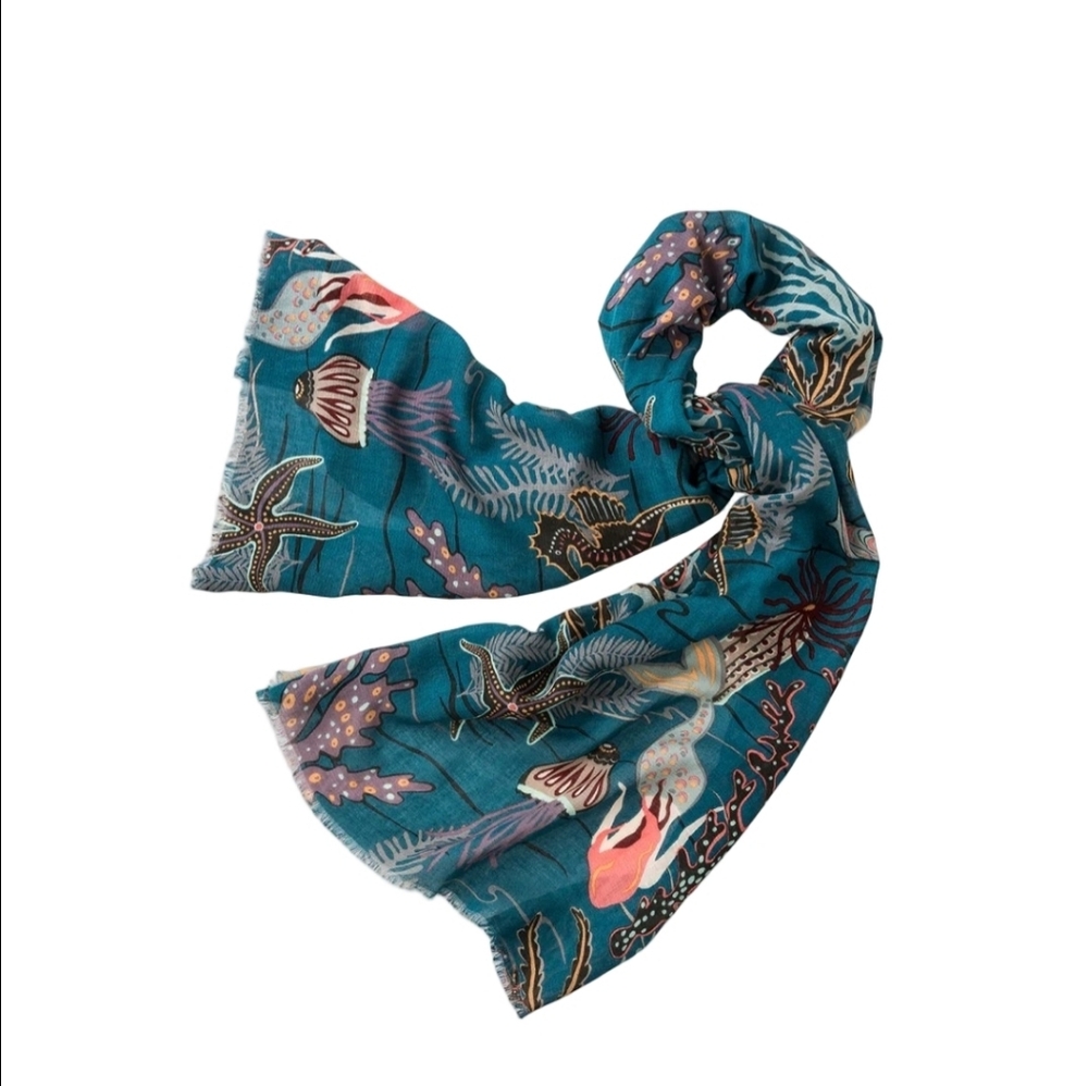 NWT Spartina Mystic Mermaid Scarf Linen Blend